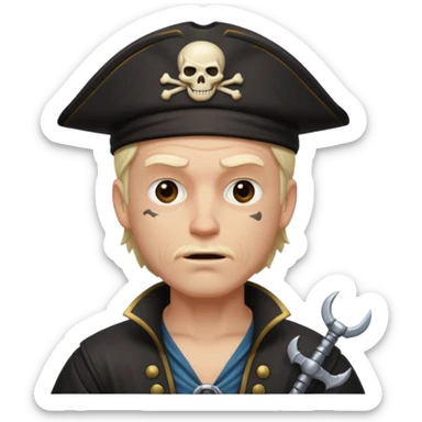 animated emoji for a player called prophet of doom I Dont Know shruging emote needs to be white male space pirate themed and dark aesthetic  sticker