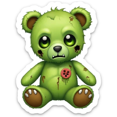 cute green zombie teddy bear sticker