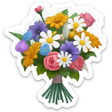 Bouquet of flowers with spider web  sticker