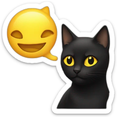 Chat noir avec des yeux jaune ,sur le dos les pâtes en l air sticker