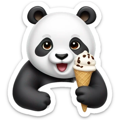 Panda eating ice cream sticker