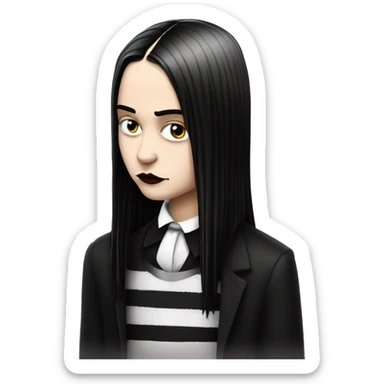 Realistic Wednesday addams kissing sweetly Kurt Cobain  sticker