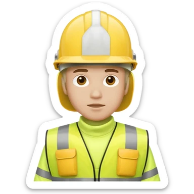 Guy with yellow reflective vest and white protection helmet sticker