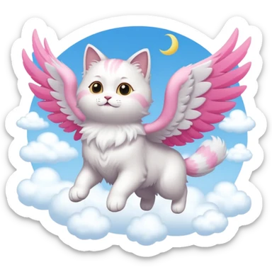 flying cat in the sky sticker