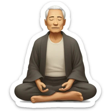 elder man meditating sticker