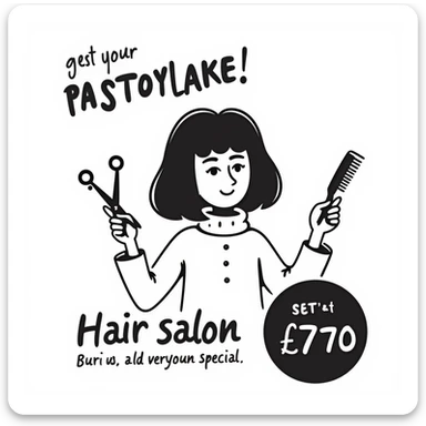 hair salon marketing flyer style, special promotion sticker