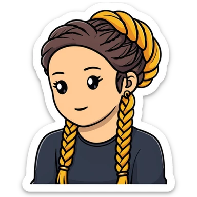 braided hair with gold rings sticker