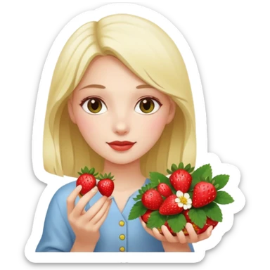 a beautiful girl mix with nenuphar and watel lili and  Strawberries  sticker