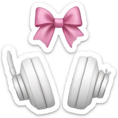 white headphones with pink bows  sticker