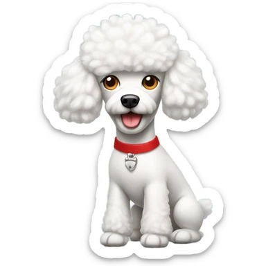 White poodle with red mohawk sticker