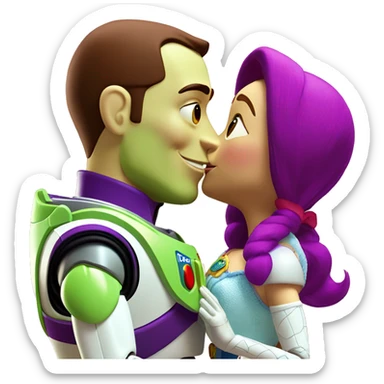 Jessie from Toy Story kissing Buzz Lightyear  sticker