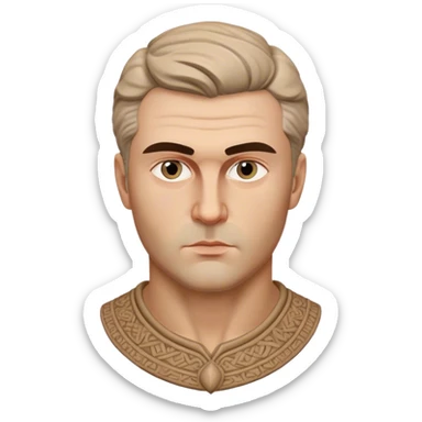 Cinematic Realistic Ivan Meštrović Portrait Emoji, depicted as a renowned Croatian sculptor with thoughtful eyes and classical attire, rendered with intricate textures and dramatic artistic lighting that captures his creative genius. sticker