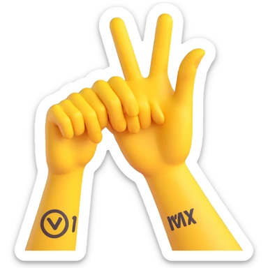 yellow hand making the 'OK' gesture with a tattoo on the wrist, 3D emoji style sticker