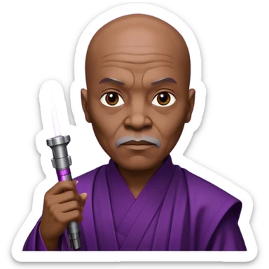 star wars master windu bald head with purple lightsaber sticker