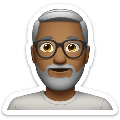Light brown skin with short crop gray hair and beard round frame glasses sticker