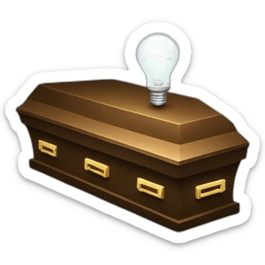 coffin with light bulb sticker
