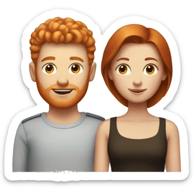 ginger boy and brunette girl sticker