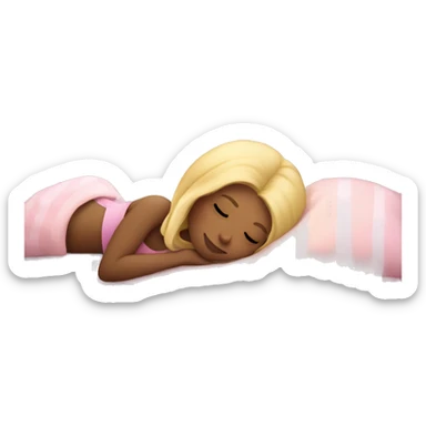girl sleeping with blonde hair and pink bed  sticker