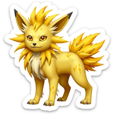 Feral Solgaleo-Jolteon-Vernid-fusion-hybrid-creature, full body  sticker