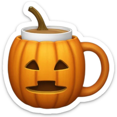 A pumpkin-shaped mug with coffee inside sticker