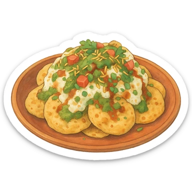 ghibli style chaat papdi, Indian food sticker