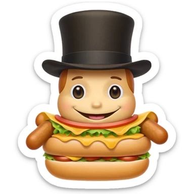 hotdog wearing tophat sticker