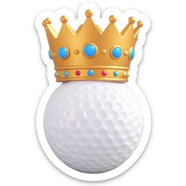 cool modern emoji for Queen City Golf Club featuring a golf ball, crown, and city skyline, stylish energetic vibe sticker