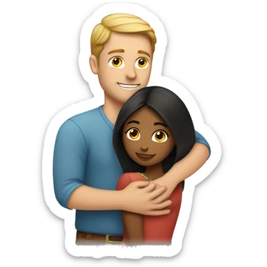 White guy hugging pretty indian girl sticker
