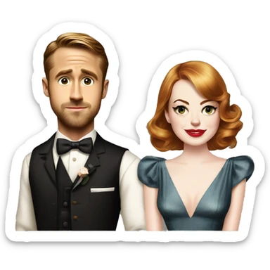 Ryan gosling and Emma stone 1940s party sticker