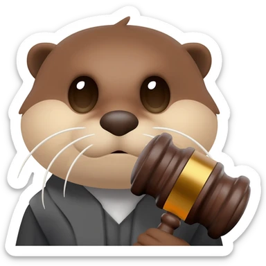 serious otter head with a judge's gavel sticker