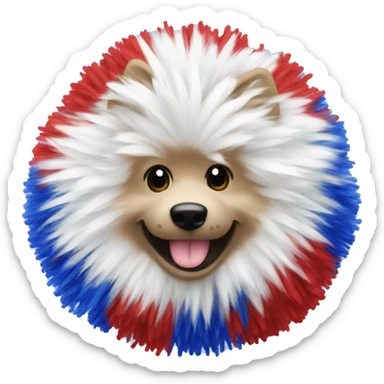 red, white, and blue pom pom sticker