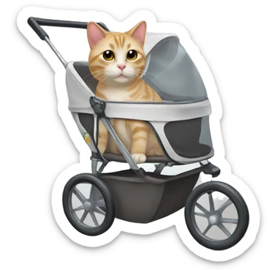 Cat in pet stroller  sticker
