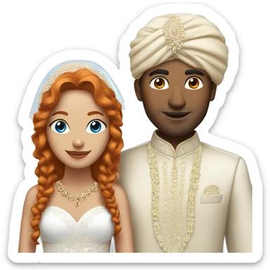 indian groom with a white skin bride with blue eyes and ginger hair sticker