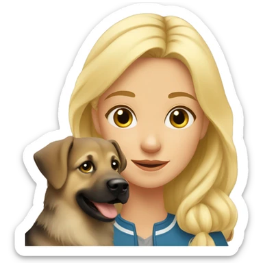 Blonde girl with Germans shepherd pup sticker