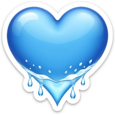Blue heart inside water flowing sticker