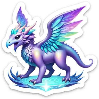 Epic divine complex iridescent aesthetic-Fakémon-creature-scenery sticker
