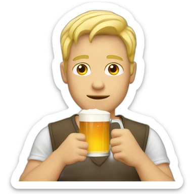 blonde man drinking pint sticker
