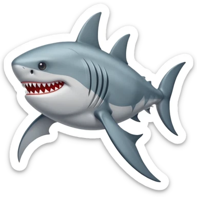 Tiburon con cuerpo músculos y agarro un tridente sticker