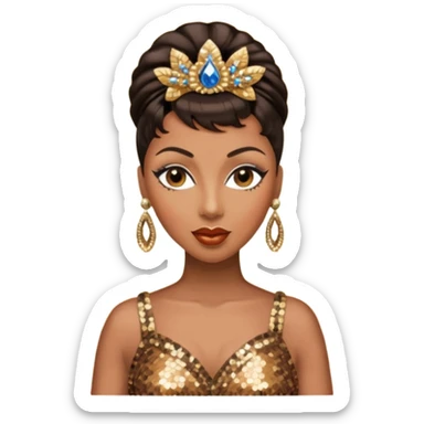 Josephine Baker with dark brown hair, bronze sequin outfit sticker