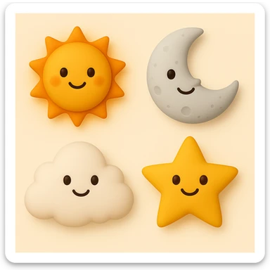 make four emojis in same style sticker