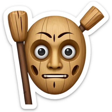 uma madeira com cara esquisita com um bastão  sticker