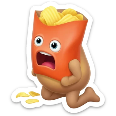 caja de papas fritas arrodillado en el suelo gritando sticker