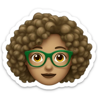 Woman - brown curly hair and Green khaki glasses  sticker