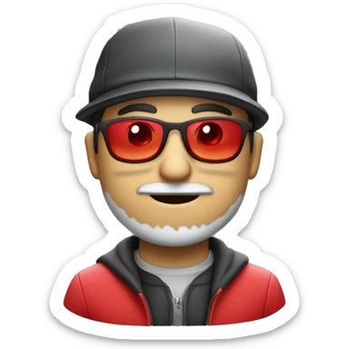 Un chico con gafas transparentes y con un gorro rojo y blnco  sticker