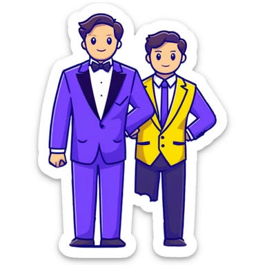 Man in a yellow tux hiding in a bush sticker