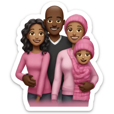 Black Christmas Family smiling pink sticker
