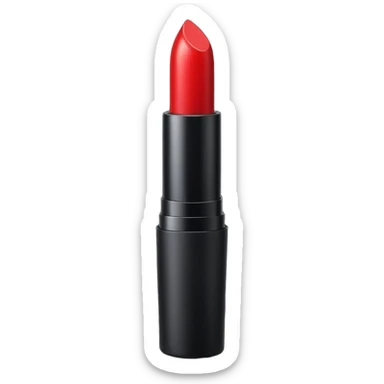 A sleek matte-red lipstick in a black metal tube. sticker