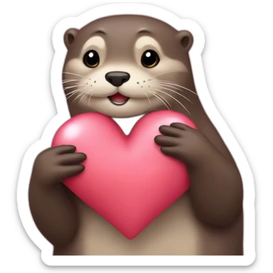 otters loving heart sticker