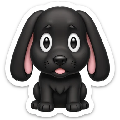 Please give me an all black dog with droopy ears as a walking dog emoji sticker