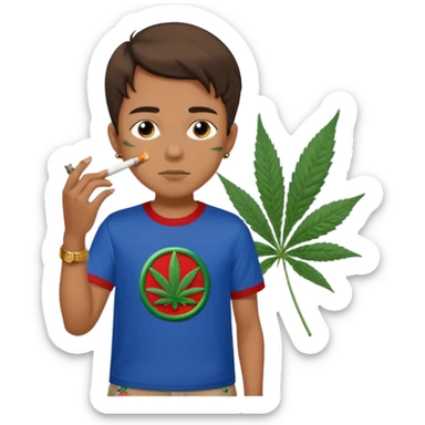 A Boy wearing a Gucci Shirt and a Gucci Shorts and he smokes weed sticker